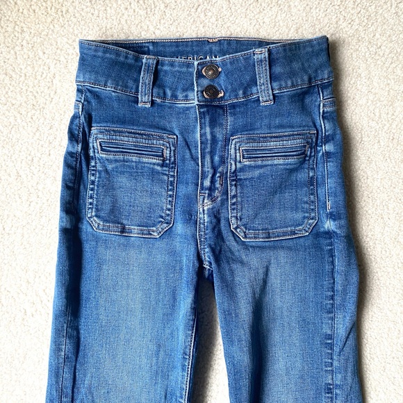 Women's Blue Flared Jeans - Picture 2 of 5